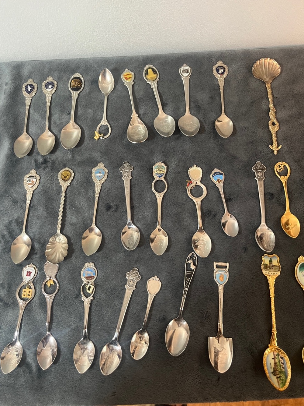 Silver and Gold Collectible Souvenir Spoon Set of 27 little spoons decor